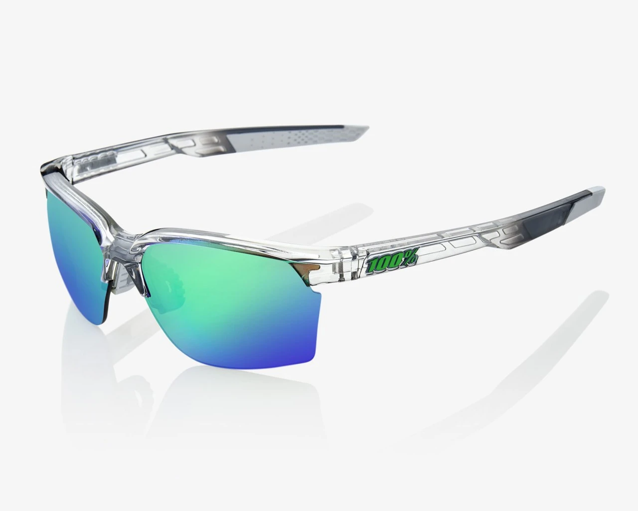 100% Sportcoupe - Multilayer Mirror Lens Fahrrad Sonnenbrille | Polished Translucent Crystal Grey Gr