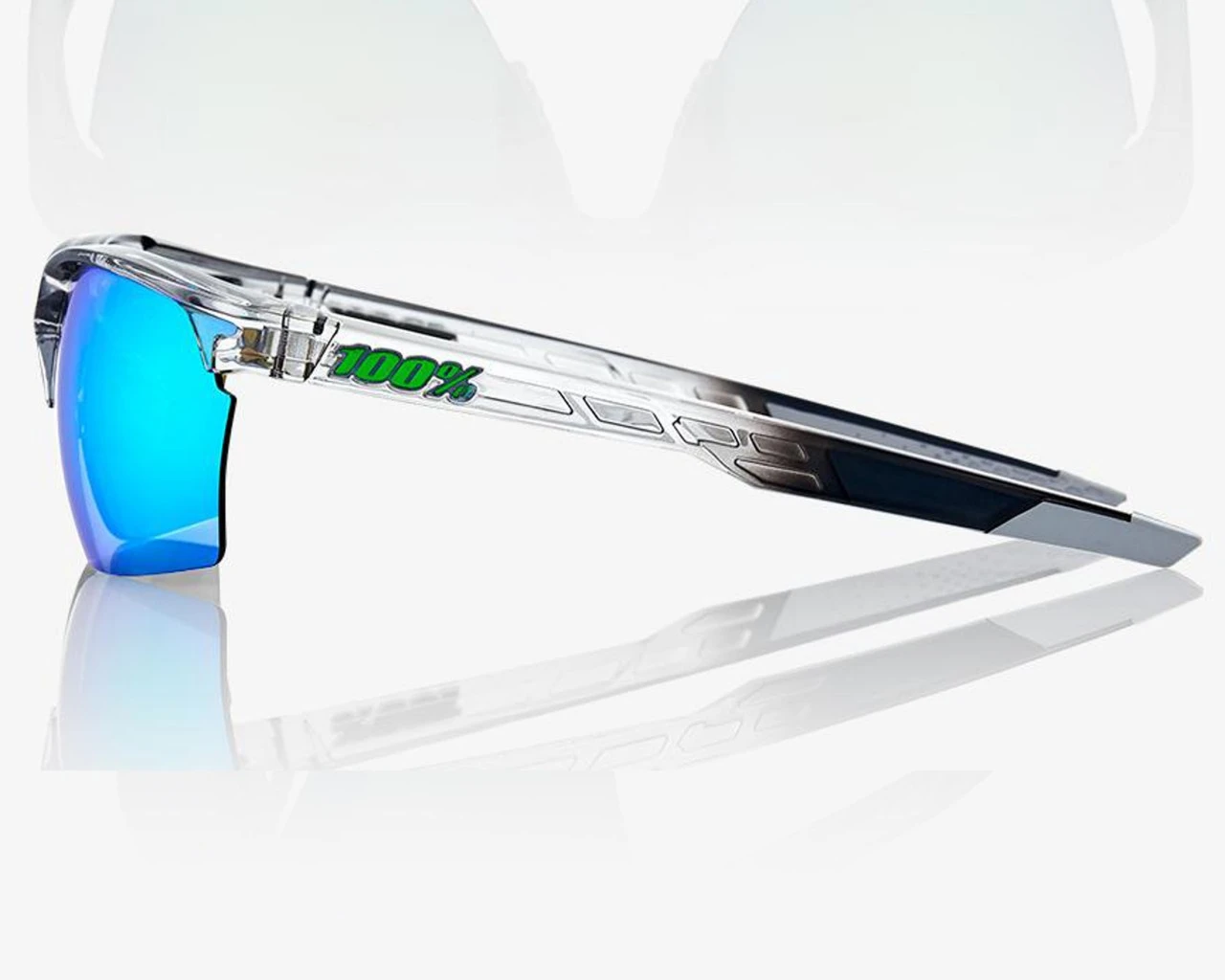 100% Sportcoupe - Multilayer Mirror Lens Fahrrad Sonnenbrille | Polished Translucent Crystal Grey Gr – Bild 3