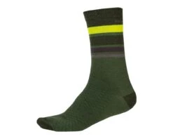 Endura BaaBaa Merino Gestreifte Socken | Waldgrün
