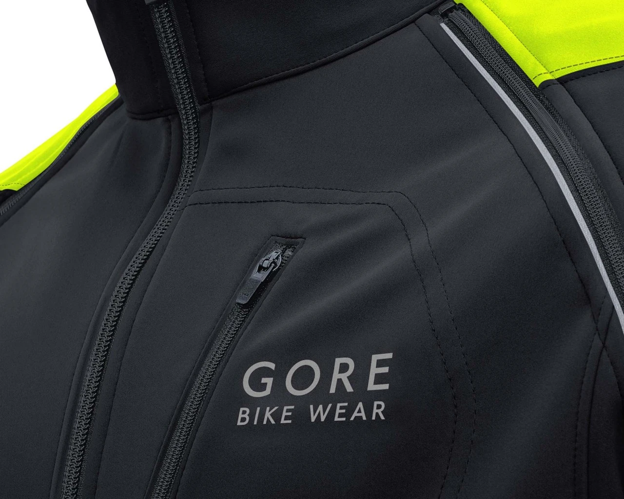 Gore Bike Wear Phantom Plus Windstopper Zip-Off Jacke - Passform Comfort | Schwarz-neon Gelb – Bild 3