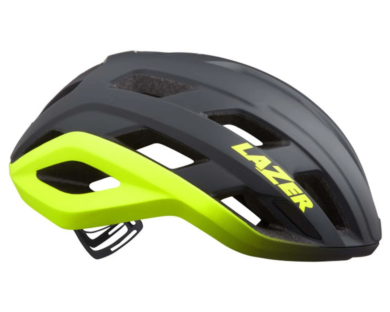 Lazer Strada KinetiCore Rennrad/Gravel Helm | Matte Dark Grey Flash Yellow