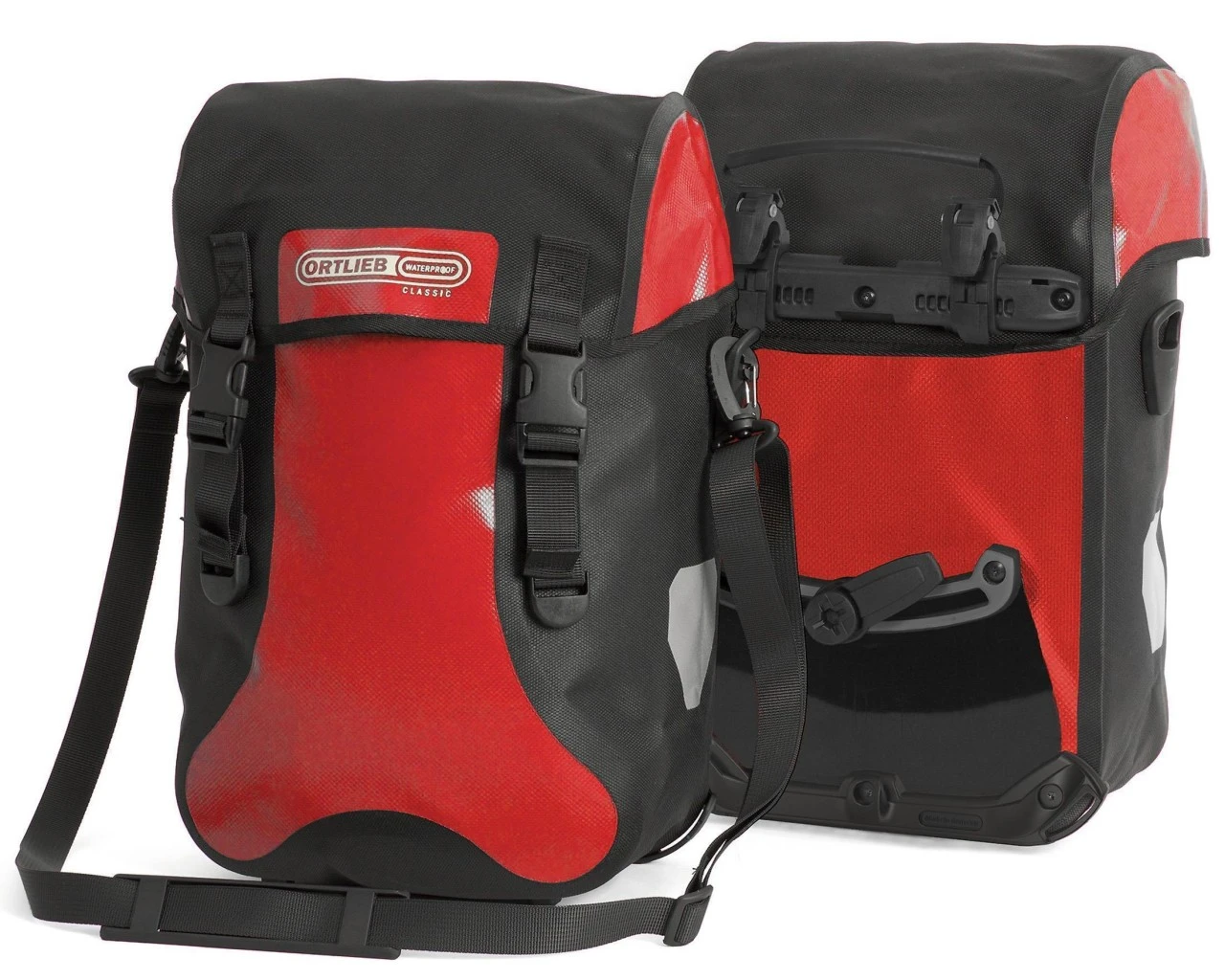 Ortlieb Sport-Packer Classic QL2.1 Wasserdichte Fahrrad-Touren Taschen (Paar) | Rot-schwarz