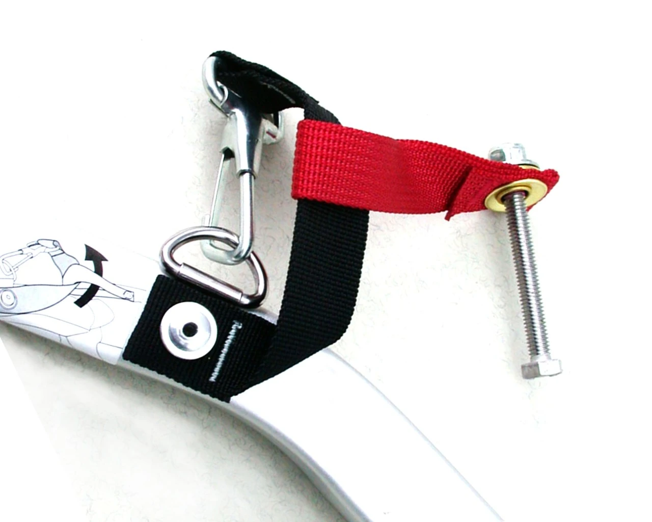 Thule Rotes Sicherungsband Mit Schraube Für VersaWing / Diverse Kinderfahrradanhänger – Bild 2
